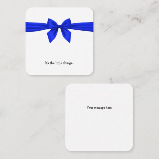 Royal Blue Bow Mini Danke Note Card Mitteilungskarte (Vorne/Hinten)