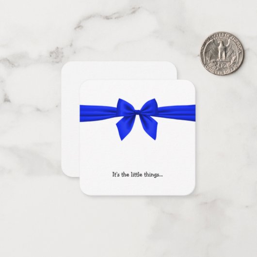 Royal Blue Bow Mini Danke Note Card Mitteilungskarte (Vorderseite/Rückseite Beispiel)