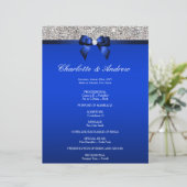 Royal Blue Bow Silver Sequins Hochzeitsprogramm (Stehend Vorderseite)