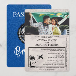 Royal Blue Brasilien Passport Hochzeitseinladung Einladung