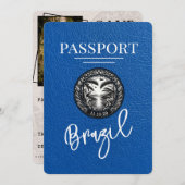 Royal Blue Brasilien Passport Save the Date (Vorne/Hinten)