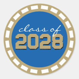 Royal Blue & Bronze Filmstrip Abschluss Runder Aufkleber