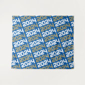 Royal Blue & Bronze Gold Abschluss Hintergrund Wandteppich (Vorderseite (Horizontal))