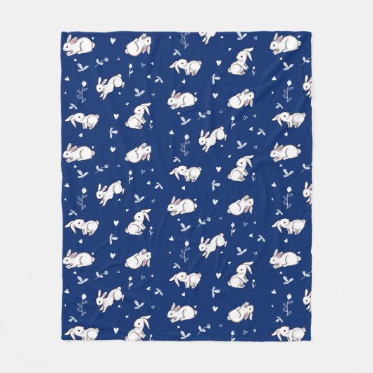 Royal Blue Bunny Gemustert Fleece Blanket (Vorderseite)