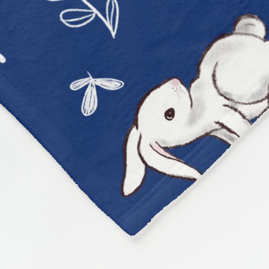 Royal Blue Bunny Gemustert Fleece Blanket (Ecke)