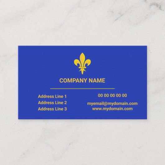 Royal Blue Business Card mit Gold Lilie Visitenkarte (Vorderseite)