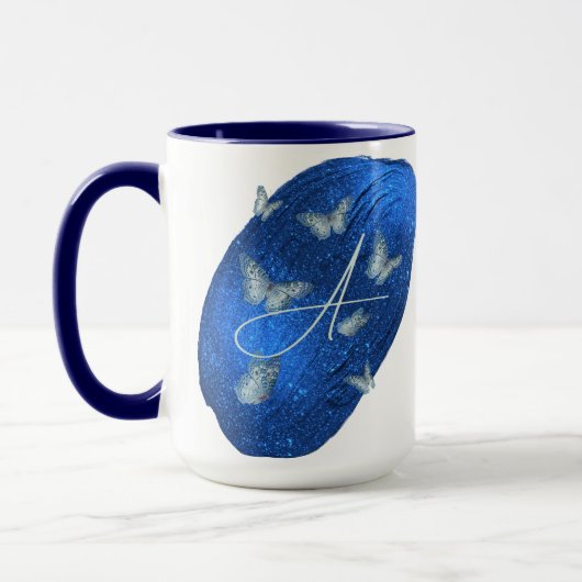 Royal Blue Butterfells Initials Letter A Monogram Tasse (Links)