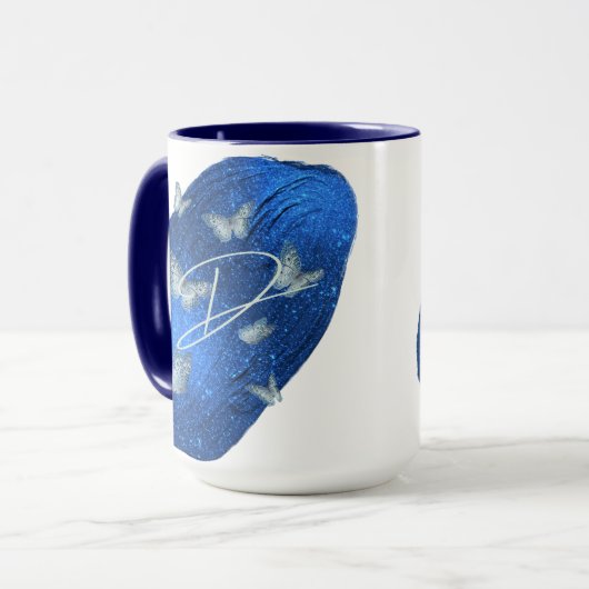 Royal Blue Butterfells Initials Letter D Monogram Tasse (Vorderseite Links)