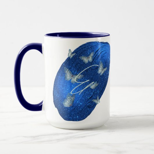 Royal Blue Butterfells Initials Letter E Monogram Tasse (Links)