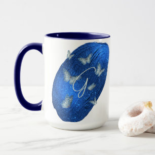 Royal Blue Butterfells Initials Letter G Monogram Tasse