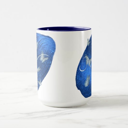 Royal Blue Butterfells Initials Letter N Monogram Tasse (Zentrum)