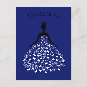 Royal Blue Butterfly Gown Quinceanera Einladung