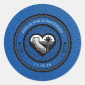 Royal Blue California Passport Runder Aufkleber (Vorderseite)