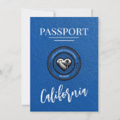 Royal Blue California Passport Save the Date (Vorderseite)