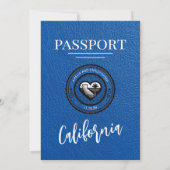 Royal Blue California Passport Wedding Einladung (Rückseite)