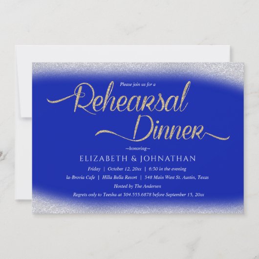 Royal Blue Calligraphy Minimal Probe Dinner I Einladung (Vorderseite)