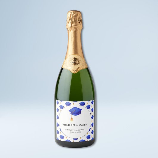 Royal Blue Cap Abschluss Schaumweinetikett