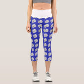 Royal Blue Capris mit White Orchids (Vorderseite)