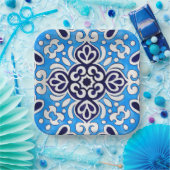 Royal Blue Ceramic Classic Geometric Mosaic Pappteller (Party)
