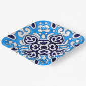 Royal Blue Ceramic Classic Geometric Mosaic Pappteller (Gewinkelt)