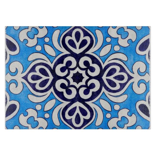 Royal Blue Ceramic Classic Geometric Mosaic  Schneidebrett (Vorderseite)