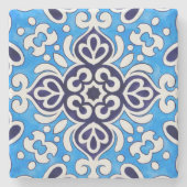 Royal Blue Ceramic Classic Geometric Mosaic Steinuntersetzer (Vorderseite)