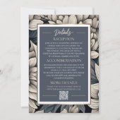 Royal Blue & Champagne Bloom Wedding Details Einladung (Vorderseite)