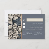 Royal Blue & Champagne White Bloop Card RSVP Karte (Vorderseite)