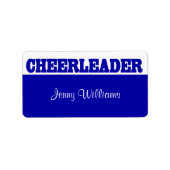 Royal Blue Cheerleader Name Stickers Adressaufkleber (Vorne)