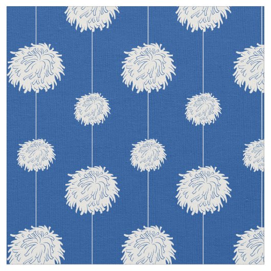 Royal Blue Cheerleader Pom Pom Pattern Stoff (Nahaufnahme)