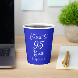 Royal Blue Cheers 95 Years 95 th Birthday Pappbecher