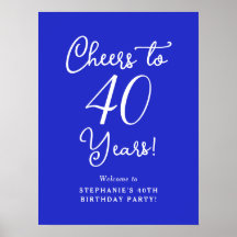 Royal Blue Cheers to 40 Years Birthday Willkommen