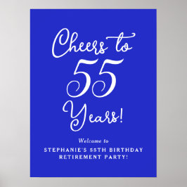 Royal Blue Cheers to 55 Years Rente Party Poster