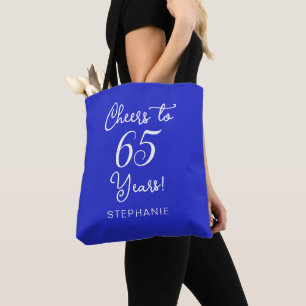Royal Blue Cheers to 65 Years 65 th Birthday Party Tasche