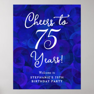 Royal Blue Cheers to 75 Years Birthday Party Poster