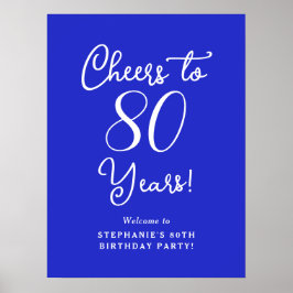 Royal Blue Cheers to 80 Years Birthday Willkommen Poster