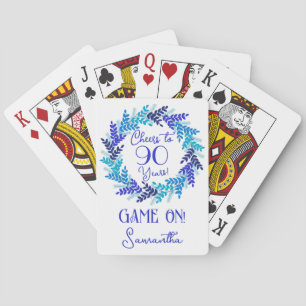 Royal Blue Cheers to 90 Years Birthday Party Spielkarten