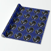 Royal Blue Cheetah Printing mit Black Geschenkpapier (Ungerollt)