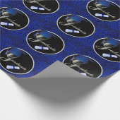 Royal Blue Cheetah Printing mit Black Geschenkpapier (Ecke)