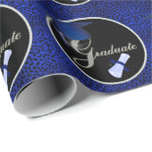 Royal Blue Cheetah Printing mit Black Geschenkpapier (Rolleneckpunkt)