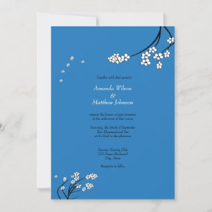 Royal Blue Cherry Blossom Hochzeit Einladungen