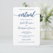 Royal Blue Chic Custom VIRTUAL Wedding Einladung (Stehend Vorderseite)
