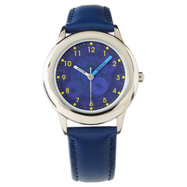 Royal Blue Circle Fraktal Kids' Watch Armbanduhr (Vorderseite)