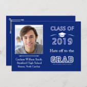 Royal blue, class of 2019 Graduation Party Foto Einladung (Vorne/Hinten)