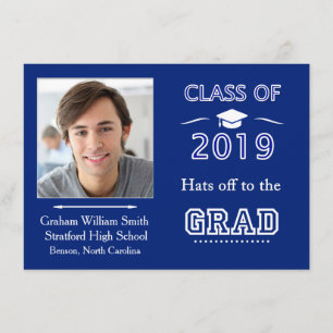 Royal blue, class of 2019 Graduation Party Foto Einladung