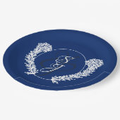 Royal Blue Classic Monogram Wedding Pappteller (Schrägansicht)
