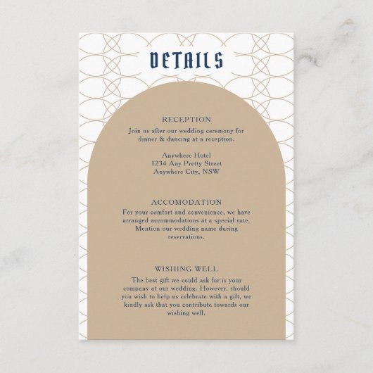 Royal Blue Classic Retro Details Einschlusskarte Begleitkarte (Vorderseite)