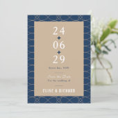 Royal Blue Classic Retro Save the Date Einladung (Stehend Vorderseite)