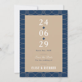 Royal Blue Classic Retro Save the Date Einladung
