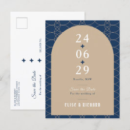 Royal Blue Classic Retro Save the Date Einladung Postkarte